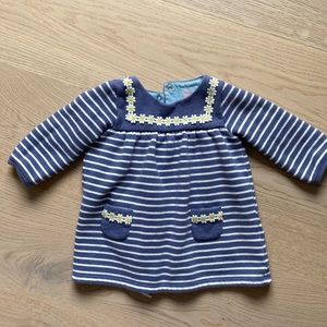 Baby boden blue striped sweater dress 3-6 months